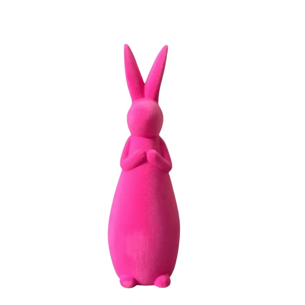 Cynthia Rowley Velvet Bunny Rabbit 12.5in Hot Pink Spring Easter Decor NEW